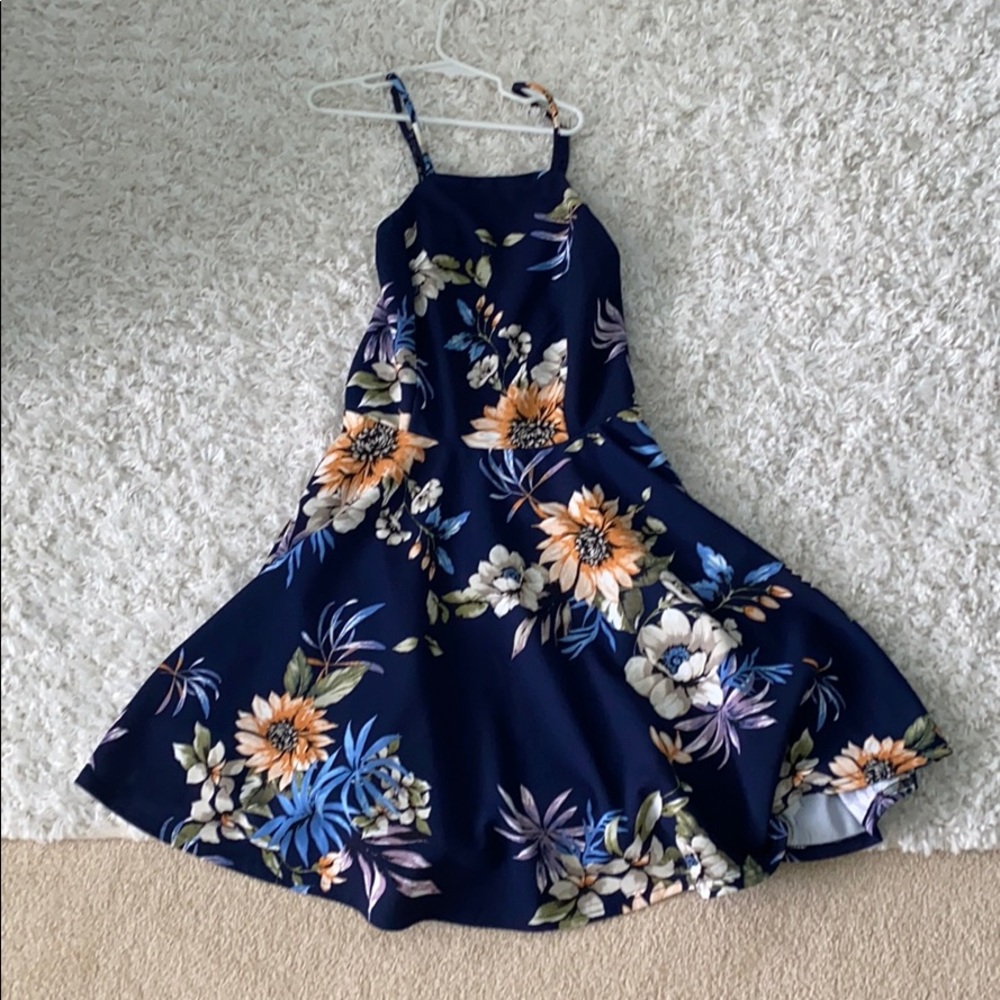 Dry goods floral dress with lace back